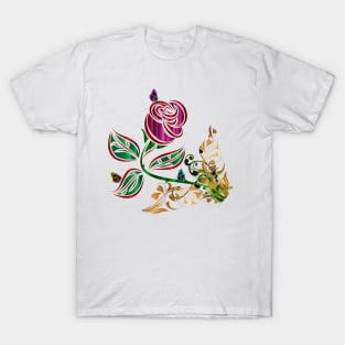 Rose with Butterflies T-Shirt